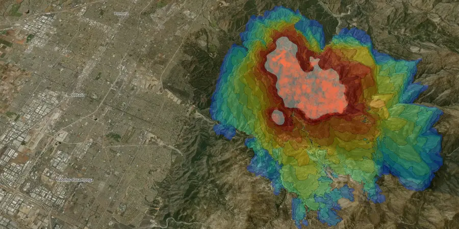 image showing map with fire spread simulation