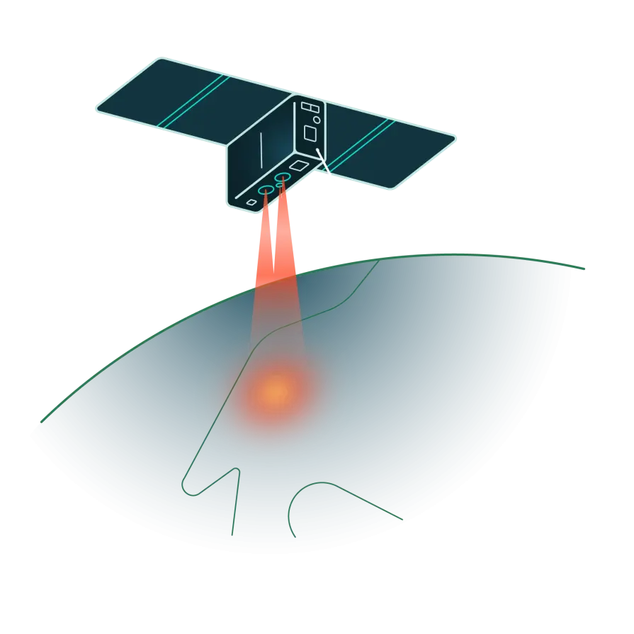 satellite flying over earth detecting fire